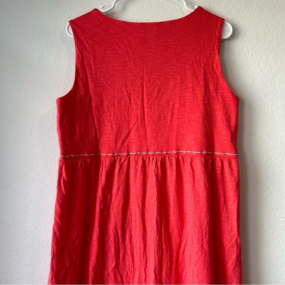 J Jill Maxi Dress 1X Tiered Embroidered Beaded Coral Beach Casual Cruise Boho - Picture 11 of 16